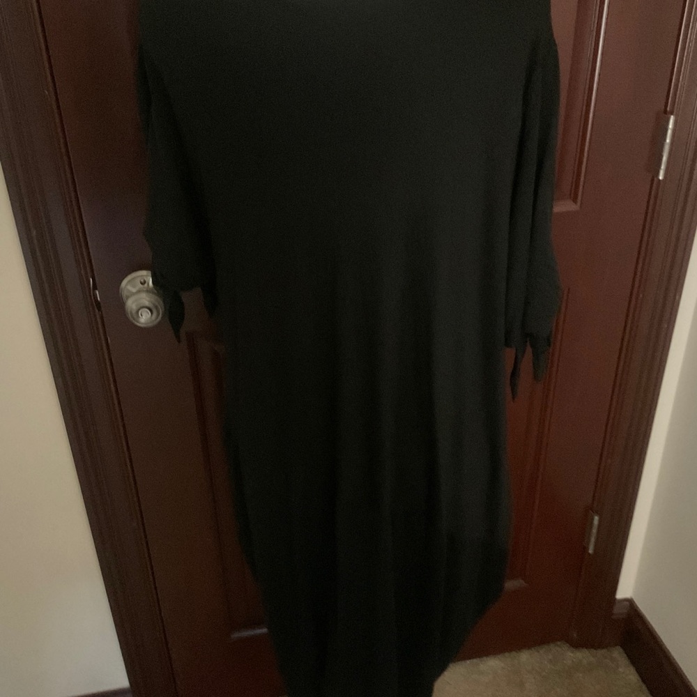 Black Cotton Cold Shoulder Dress. Sz. Large - Picture 3 of 5